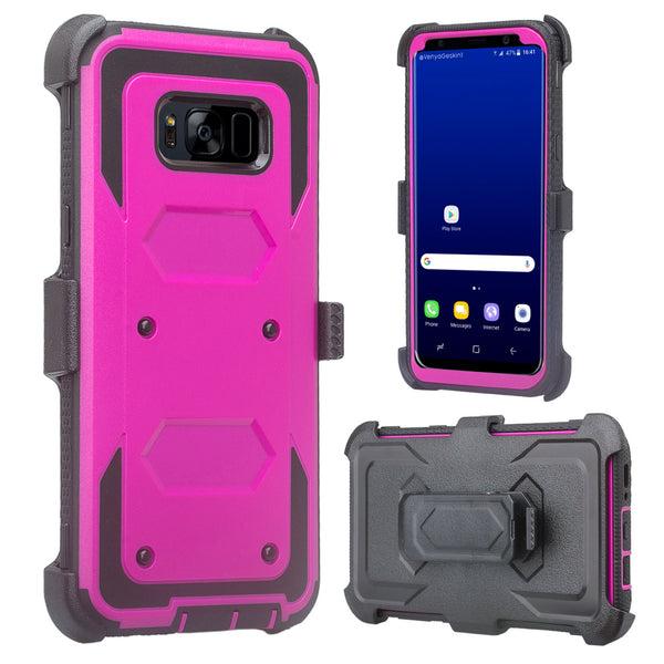 samsung galaxy s8 heavy duty hybrid holster case - purple - www.coverlabusa.com