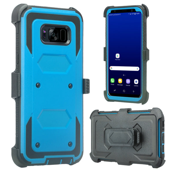 samsung galaxy s8 heavy duty hybrid holster case - blue - www.coverlabusa.com