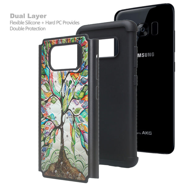 samsung galaxy s8 case crystal rhinestone - vibrant tree - www.coverlabusa.com