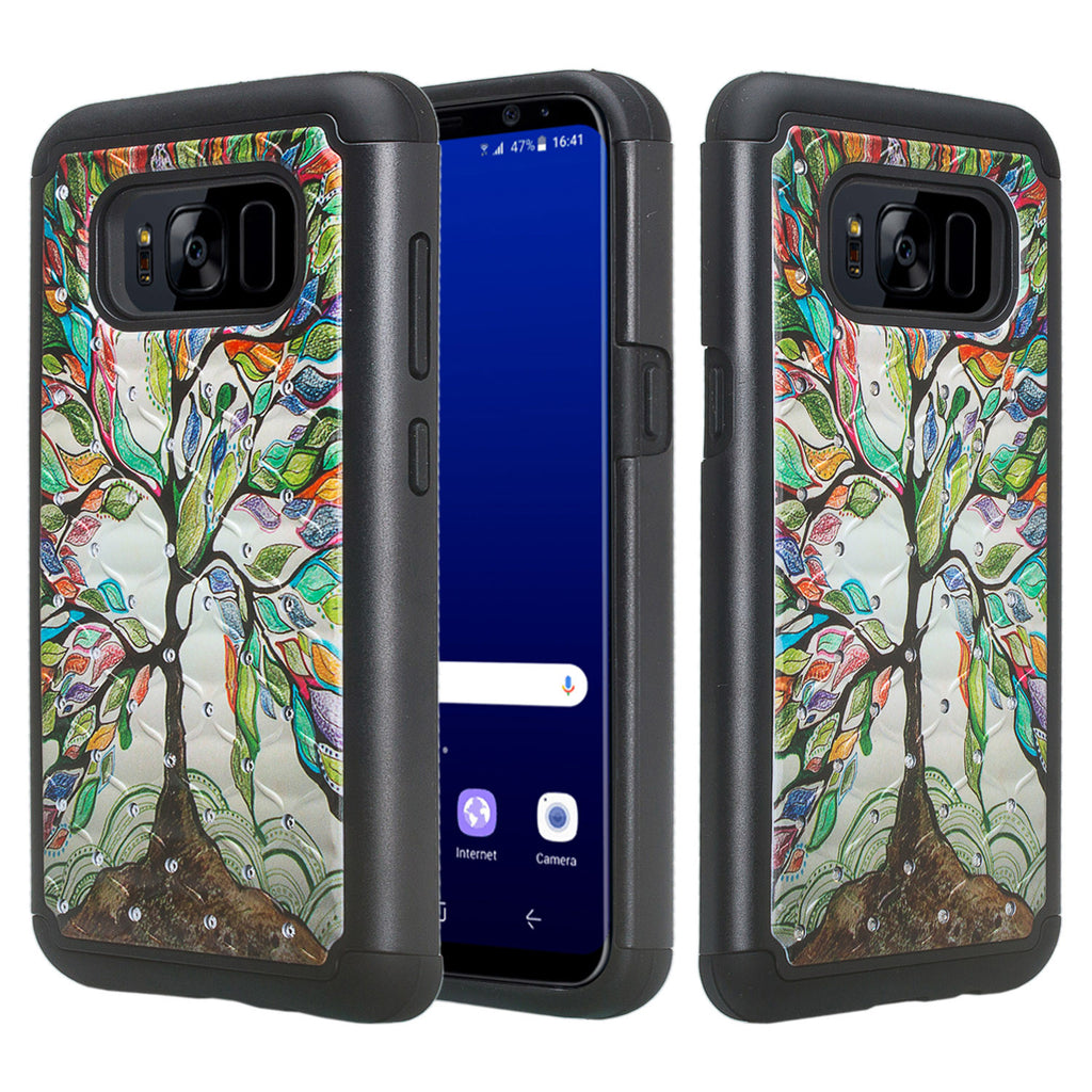 samsung galaxy s8 case crystal rhinestone - vibrant tree - www.coverlabusa.com