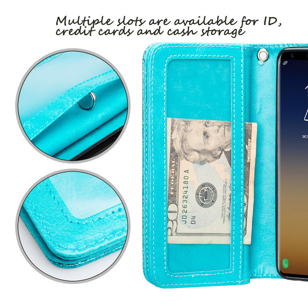 LG Stylo 4 Glitter Wallet Case - Teal - www.coverlabusa.com