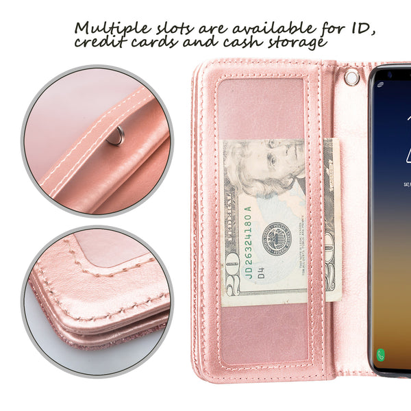 LG Stylo 4 Glitter Wallet Case - Rose Gold - www.coverlabusa.com