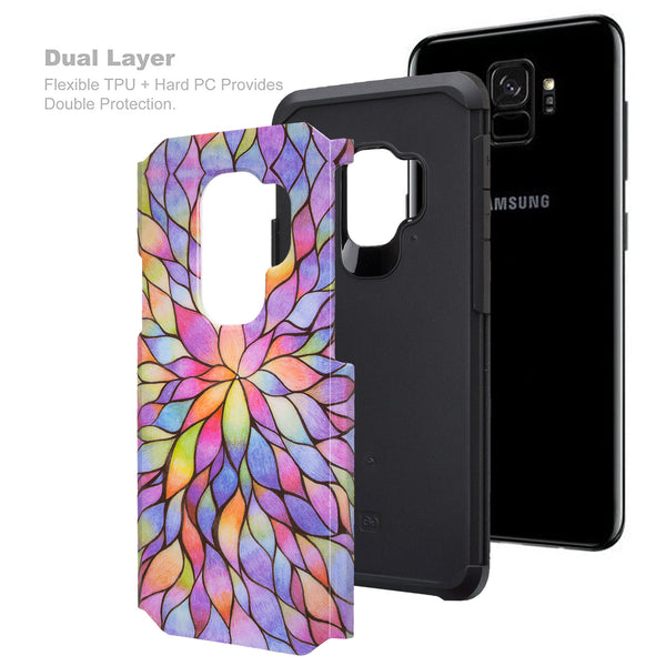 samsung galaxy s9 hybrid case - rainbow flower - www.coverlabusa.com