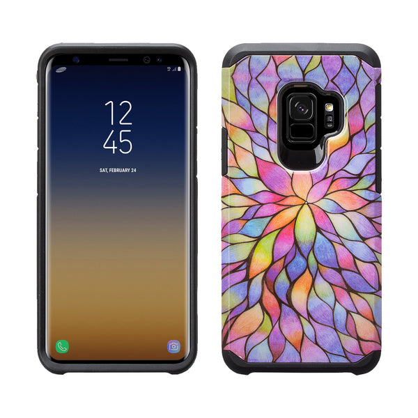 samsung galaxy s9 hybrid case - rainbow flower - www.coverlabusa.com