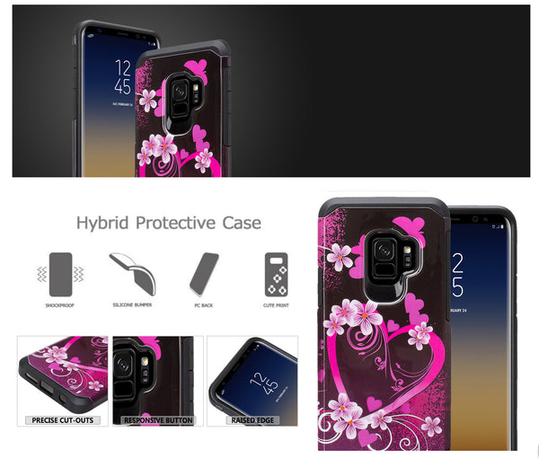 samsung galaxy s9 hybrid case - heart butterfies - www.coverlabusa.com