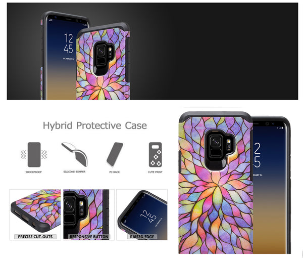 samsung galaxy s9 hybrid case - rainbow flower - www.coverlabusa.com