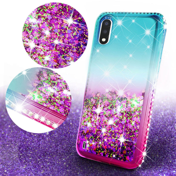 glitter phone case for samsung galaxy a01 - teal/pink gradient - www.coverlabusa.com
