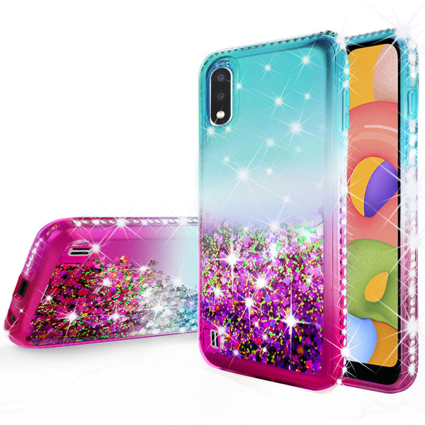 glitter phone case for samsung galaxy a01 - teal/pink gradient - www.coverlabusa.com