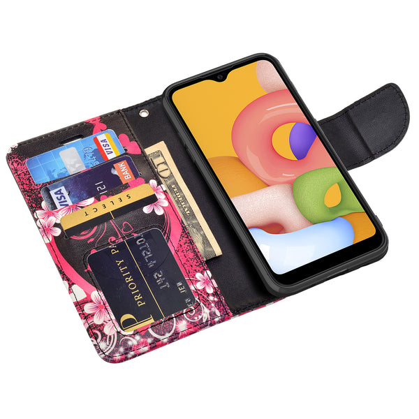 samsung galaxy a01 wallet case - heart butterflies - www.coverlabusa.com