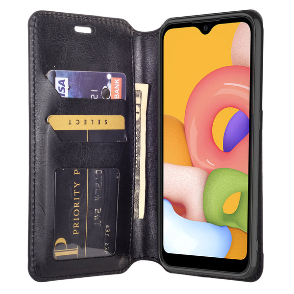 samsung galaxy a01 wallet case - black - www.coverlabusa.com