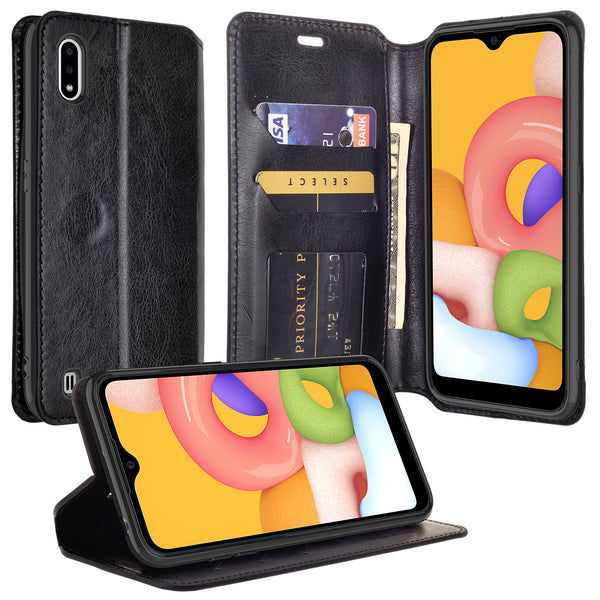 samsung galaxy a01 wallet case - black - www.coverlabusa.com