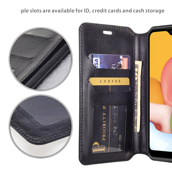 samsung galaxy a01 wallet case - black - www.coverlabusa.com