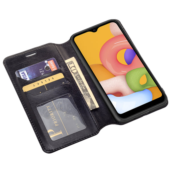 samsung galaxy a01 wallet case - black - www.coverlabusa.com