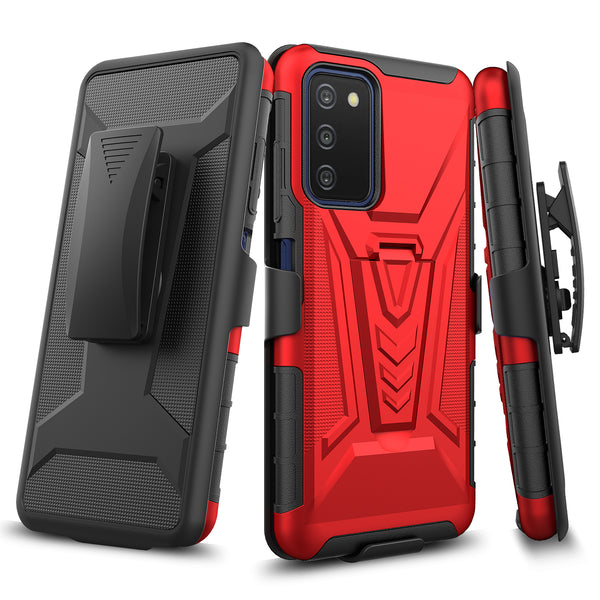 holster kickstand hyhrid phone case for samsung galaxy a03s - red - www.coverlabusa.com
