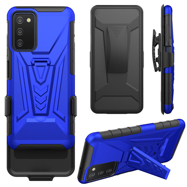 holster kickstand hyhrid phone case for samsung galaxy a03s - blue - www.coverlabusa.com