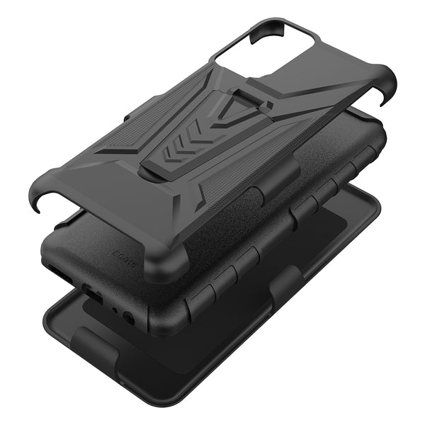 holster kickstand hyhrid phone case for samsung galaxy a03s - black - www.coverlabusa.com