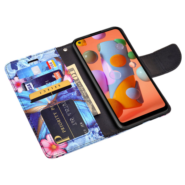 samsung galaxy a11 wallet case - blue butterfly - www.coverlabusa.com