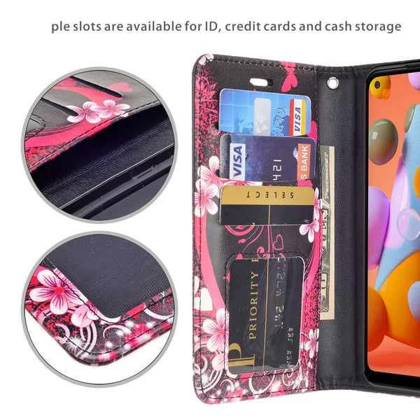 samsung galaxy a11 wallet case - heart butterflies - www.coverlabusa.com