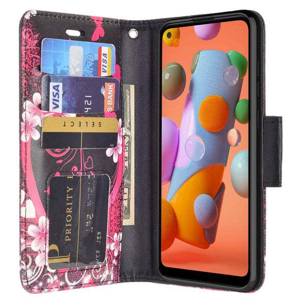 samsung galaxy a11 wallet case - heart butterflies - www.coverlabusa.com