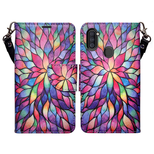 samsung galaxy a11 wallet case - rainbow flower - www.coverlabusa.com