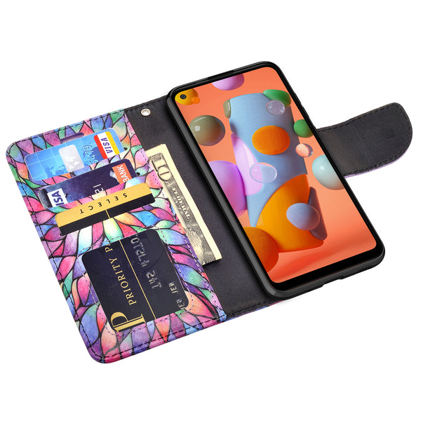 samsung galaxy a11 wallet case - rainbow flower - www.coverlabusa.com