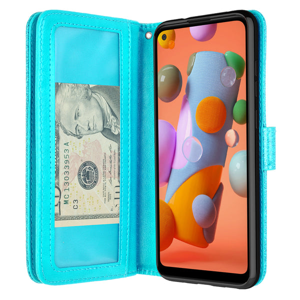 samsung galaxy a11 glitter wallet case - teal - www.coverlabusa.com