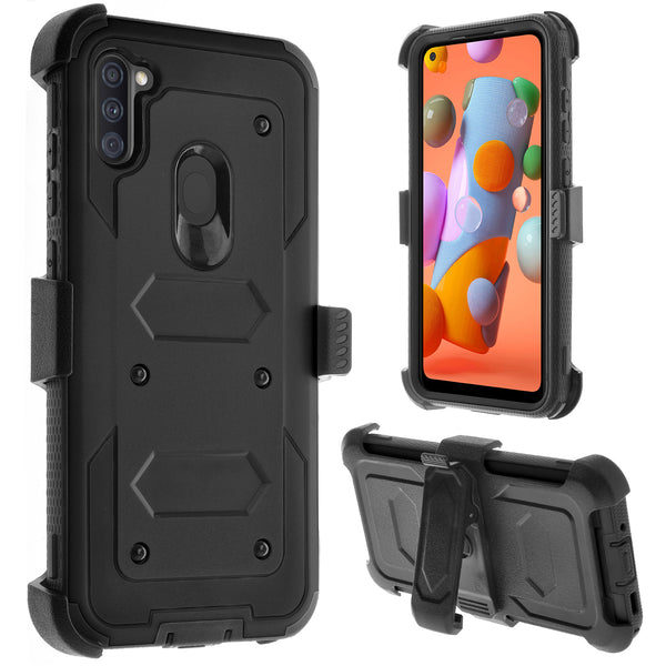 samsung galaxy a11 heavy duty holster case - black - www.coverlabusa.com