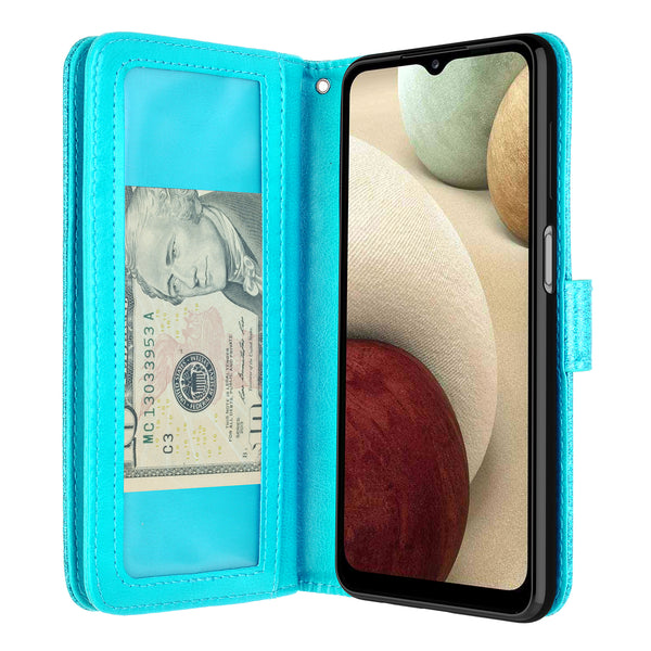 samsung galaxy a12 glitter wallet case - teal - www.coverlabusa.com