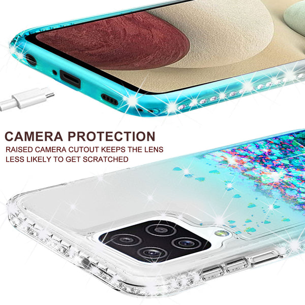 clear liquid phone case for samsung galaxy a12 - teal - www.coverlabusa.com