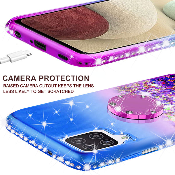 glitter phone case for samsung galaxy a12 - blue/purple gradient - www.coverlabusa.com