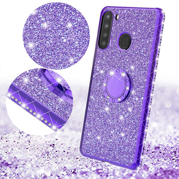 samsung galaxy a11 glitter bling fashion case - purple - www.coverlabusa.com