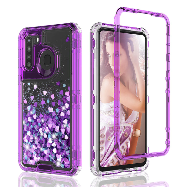 hard clear glitter phone case for samsung galaxy a11- purple - www.coverlabusa.com 