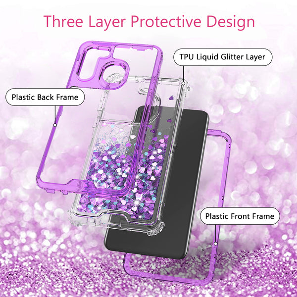 hard clear glitter phone case for samsung galaxy a11- purple - www.coverlabusa.com 