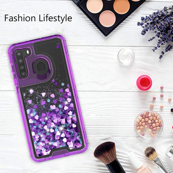 hard clear glitter phone case for samsung galaxy a11- purple - www.coverlabusa.com 