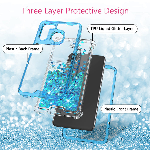 hard clear glitter phone case for samsung galaxy a21- teal - www.coverlabusa.com 