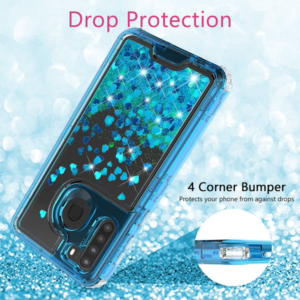 hard clear glitter phone case for samsung galaxy a21- teal - www.coverlabusa.com 