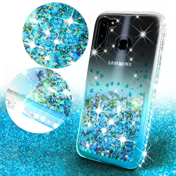 clear liquid phone case for samsung galaxy a21 - teal - www.coverlabusa.com