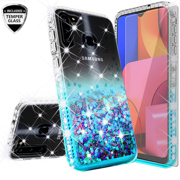 clear liquid phone case for samsung galaxy a21 - teal - www.coverlabusa.com