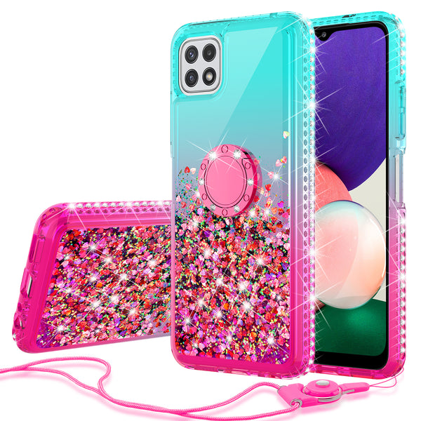 glitter phone case for boost celero 5g - teal/pink gradient - www.coverlabusa.com