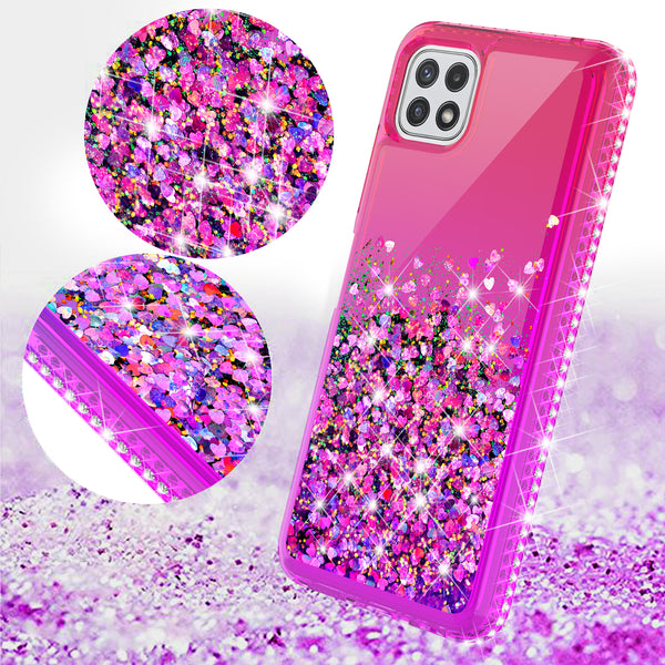 glitter phone case for boost celero 5g - hot pink/purple gradient - www.coverlabusa.com