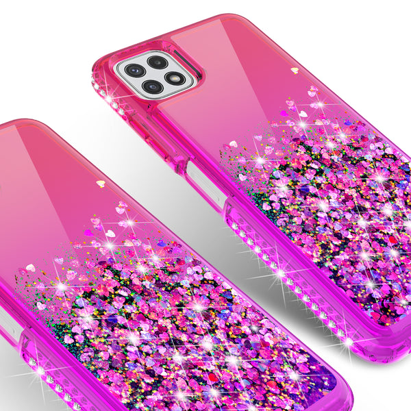 glitter phone case for boost celero 5g - hot pink/purple gradient - www.coverlabusa.com