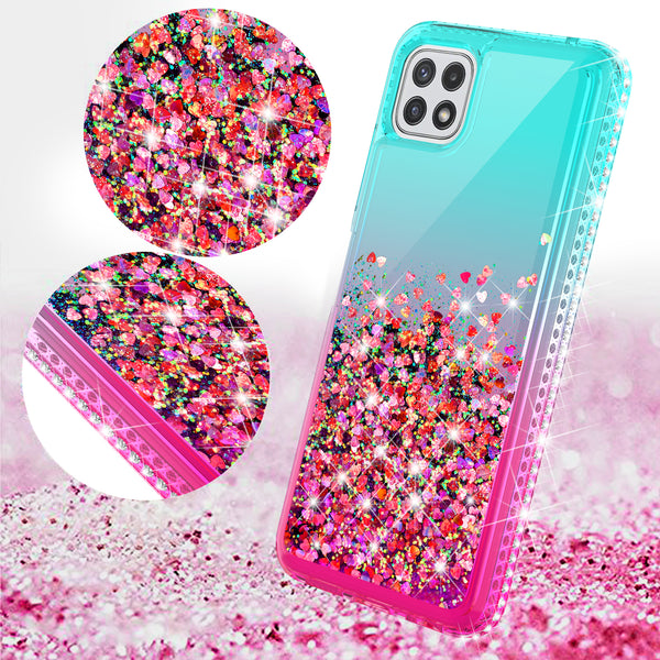 glitter phone case for boost celero 5g - teal/pink gradient - www.coverlabusa.com