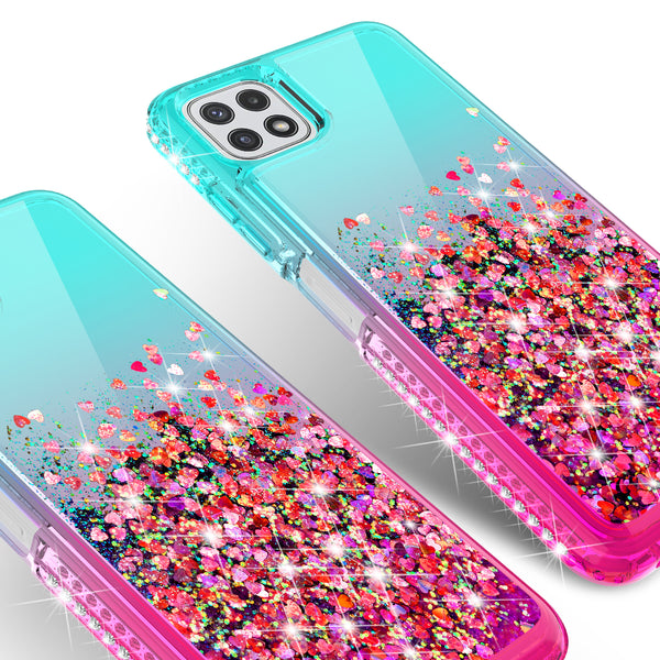 glitter phone case for boost celero 5g - teal/pink gradient - www.coverlabusa.com