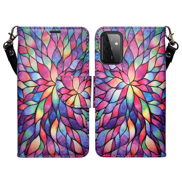 samsung galaxy a02s wallet case - rainbow flower - www.coverlabusa.com