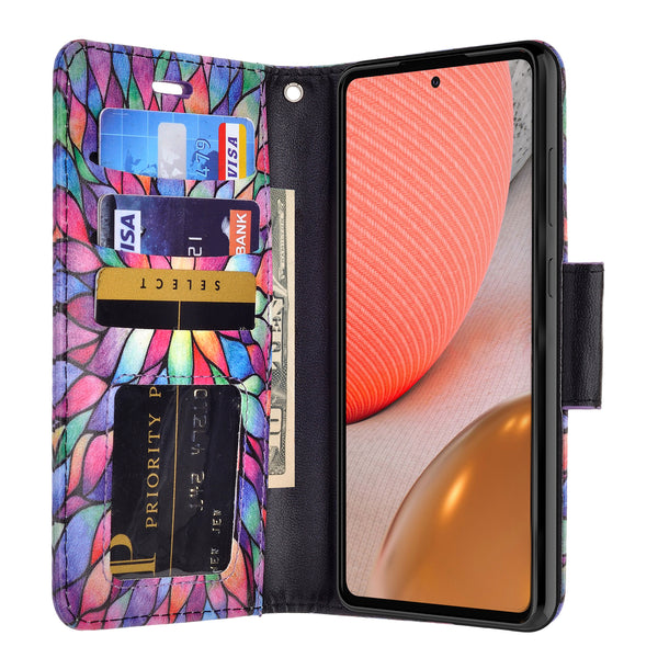 samsung galaxy a02s wallet case - rainbow flower - www.coverlabusa.com