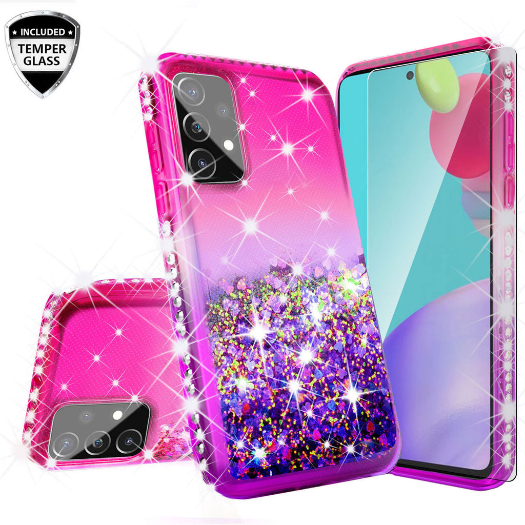 glitter phone case for samsung galaxy a72 5g - hot pink/purple gradient - www.coverlabusa.com