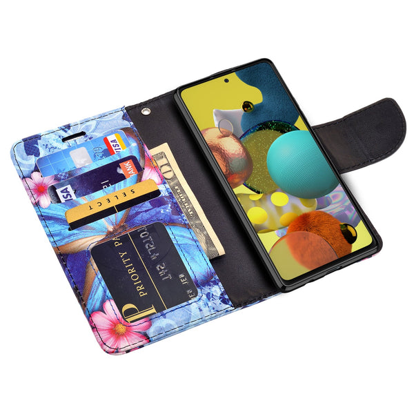 samsung galaxy a71 wallet case - blue butterfly - www.coverlabusa.com