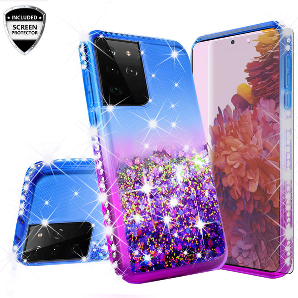 glitter phone case for samsung galaxy s21 ultra - blue/purple gradient - www.coverlabusa.com
