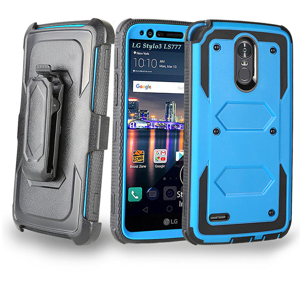 LG Stylo 3 heavy duty holster case - Blue - www.coverlabusa.com