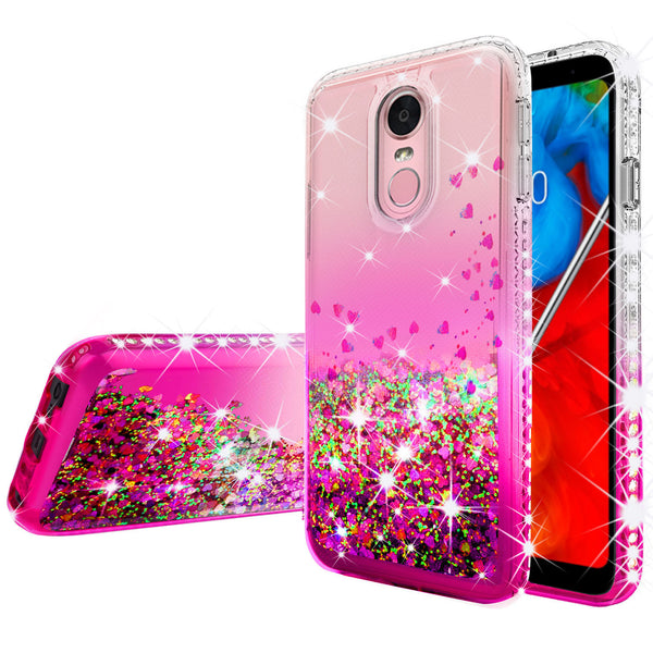 clear liquid phone case for lg stylo 4 - hot pink - www.coverlabusa.com 